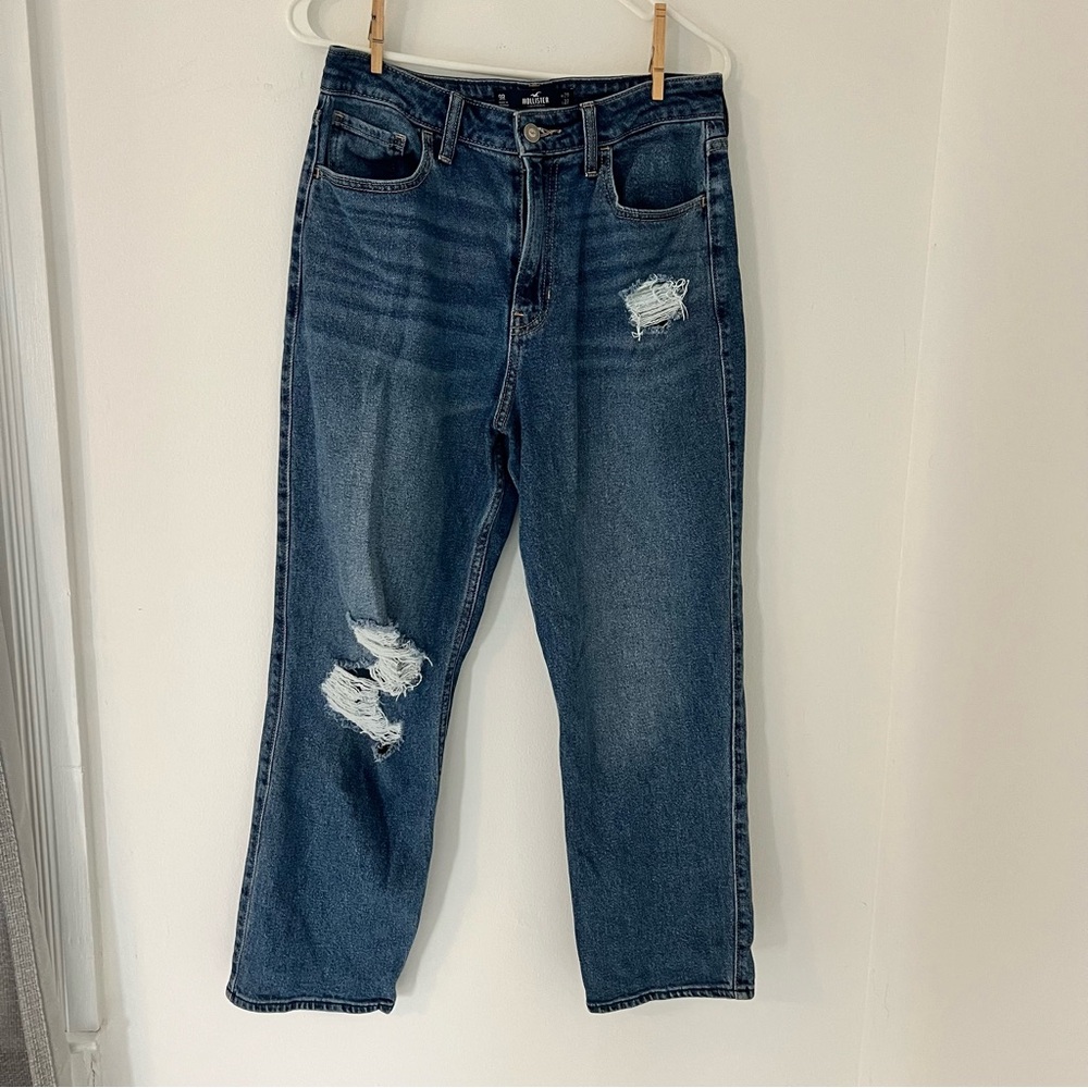 Hollister Blue Relaxed Fit Distressed Jeans Size 29